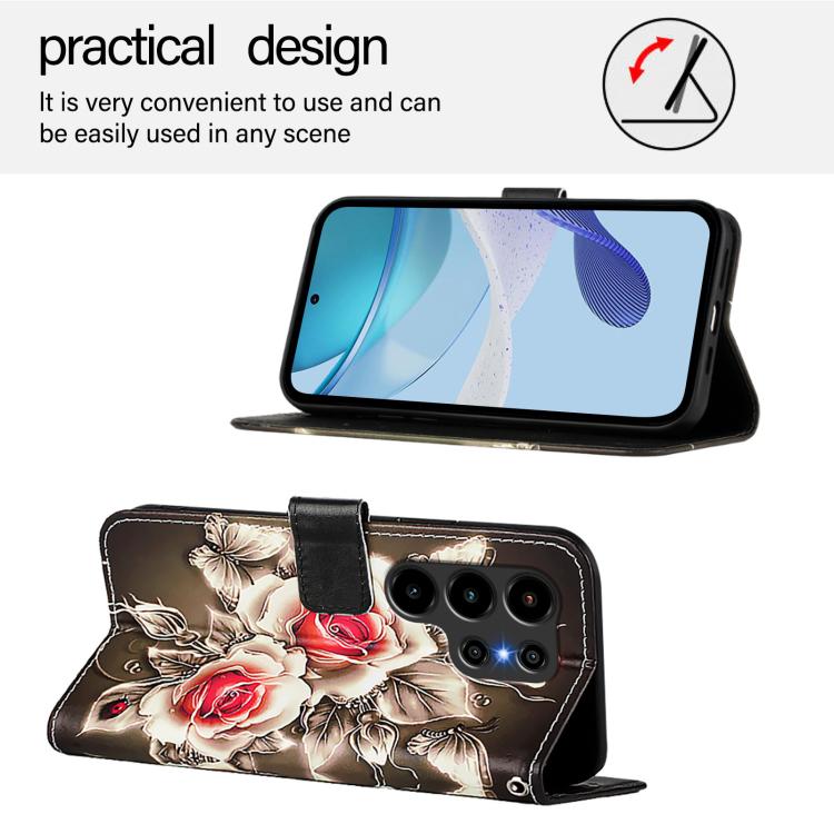 For Blackview WAVE 10 Colored Drawing Pattern Plain Weave Leather Phone Case