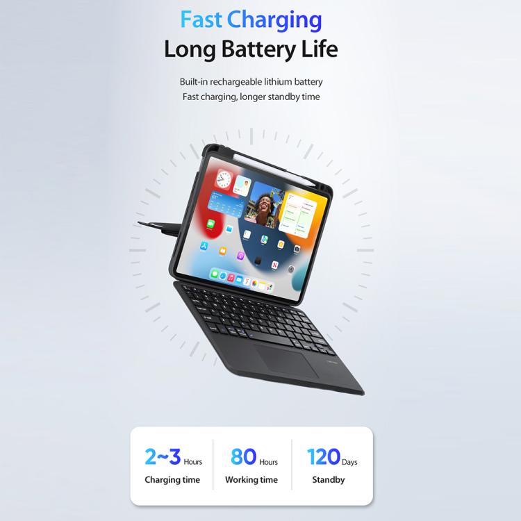For iPad Air 11 2026 / 2025 / 2024 DUX DUCIS DK Series Czech Layout Backlit Bluetooth Keyboard Case - Black