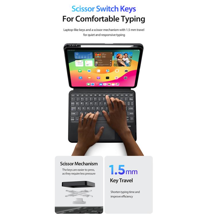 For iPad Pro 11 2025 / 2024 DUX DUCIS DK Series Czech Layout Backlit Bluetooth Keyboard Case - Black