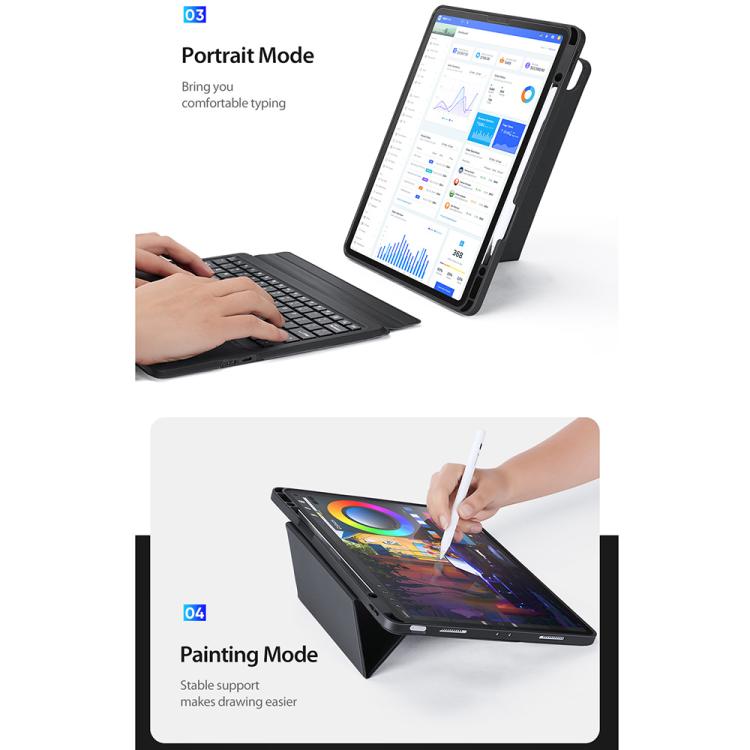 For iPad Air 13 2026 / 2025 / 2024 DUX DUCIS DK Series Czech Layout Backlit Bluetooth Keyboard Case - Black