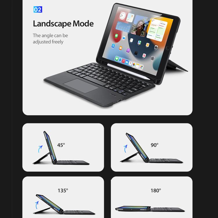 For iPad 10.2 2021 / 2020 / Air 2019 DUX DUCIS DK Series French Layout Backlit Bluetooth Keyboard Case - Black