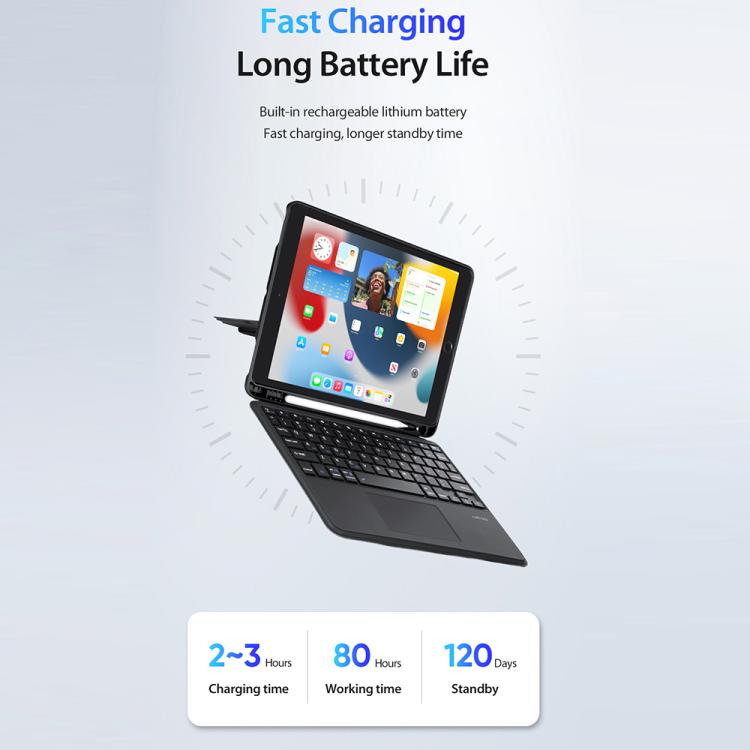 For iPad 10.2 2021 / 2020 / Air 2019 DUX DUCIS DK Series Germany Layout Backlit Bluetooth Keyboard Case - Black