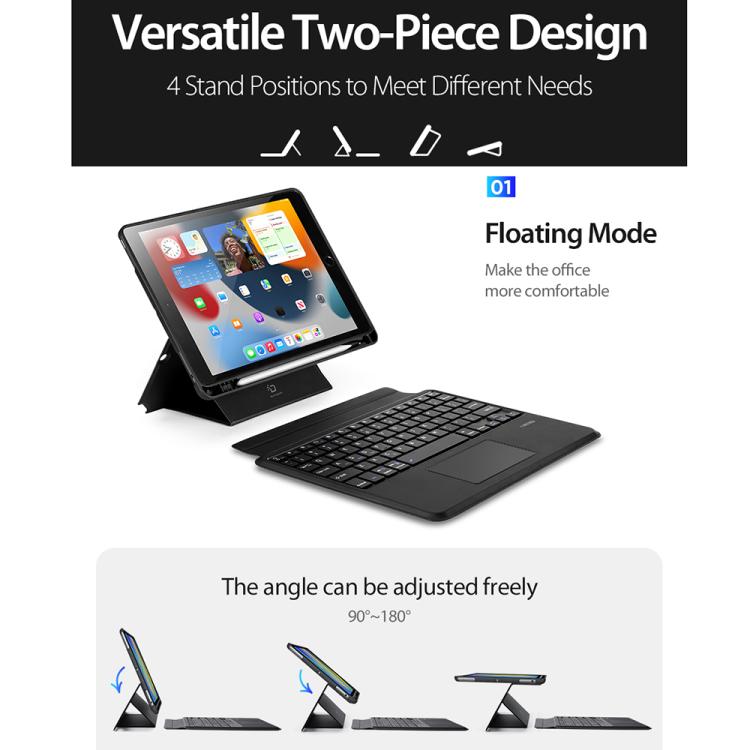 For iPad 10.2 2021 / 2020 / Air 2019 DUX DUCIS DK Series Germany Layout Backlit Bluetooth Keyboard Case - Black