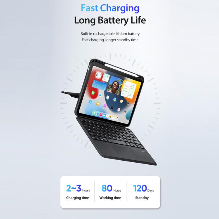 For iPad 2025 / 2022 DUX DUCIS DK Series Germany Layout Backlit Bluetooth Keyboard Case - Black