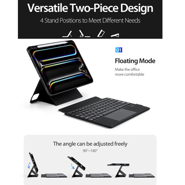 For iPad Pro 11 2025 / 2024 DUX DUCIS DK Series Germany Layout Backlit Bluetooth Keyboard Case - Black