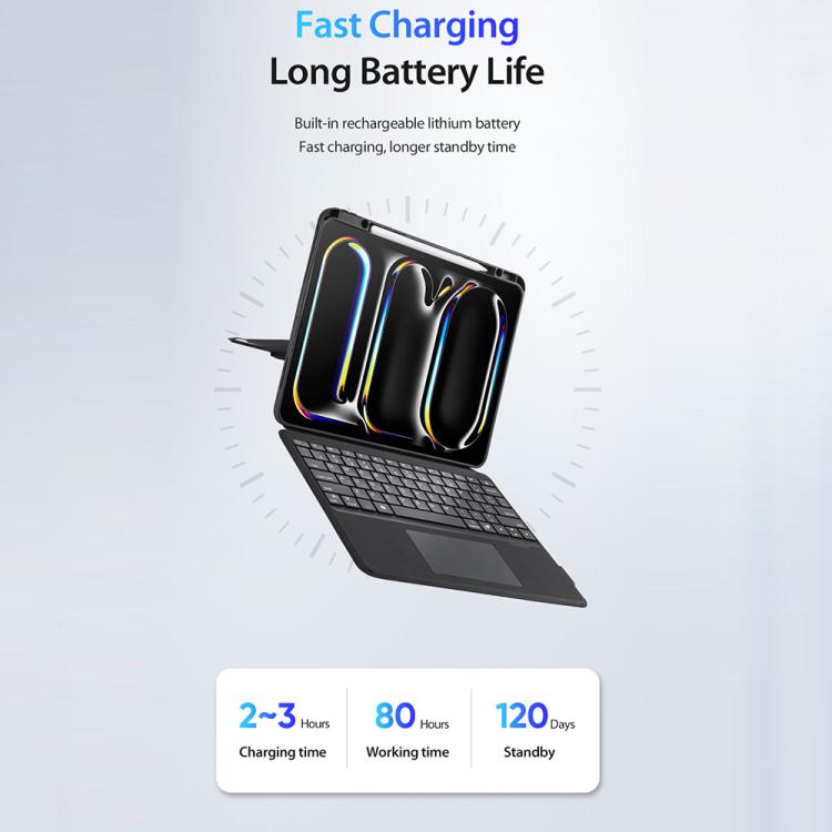 For iPad Pro 13 2025 / 2024 DUX DUCIS DK Series Germany Layout Backlit Bluetooth Keyboard Case - Black
