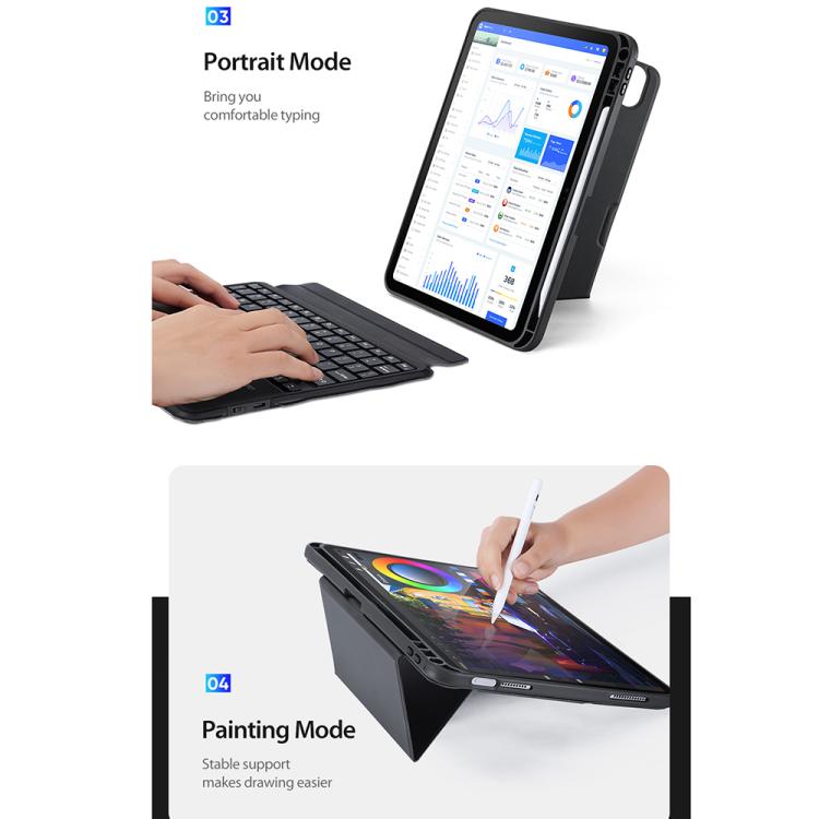 For iPad 2025 / 2022 DUX DUCIS DK Series Italian Layout Backlit Bluetooth Keyboard Case - Black