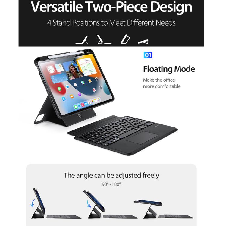 For iPad Air 11 2026 / 2025 / 2024 DUX DUCIS DK Series Italian Layout Backlit Bluetooth Keyboard Case - Black