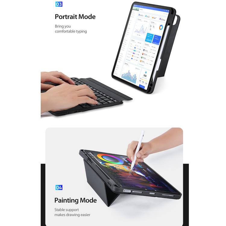 For iPad Air 11 2026 / 2025 / 2024 DUX DUCIS DK Series Italian Layout Backlit Bluetooth Keyboard Case - Black