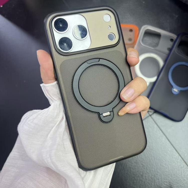 For iPhone 17 Pro Frosted Dot Texture 360 Degree Rotation Holder Magnetic Phone Case