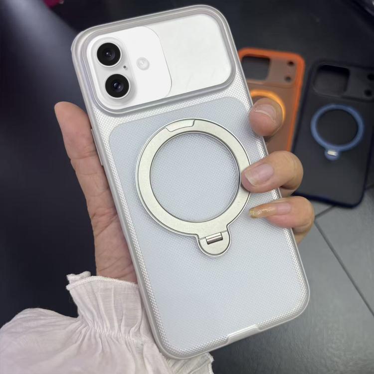 For iPhone 17 Frosted Dot Texture 360 Degree Rotation Holder Magnetic Phone Case