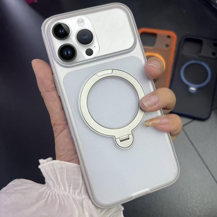For iPhone 15 Pro Max Frosted Dot Texture 360 Degree Rotation Holder Magnetic Phone Case