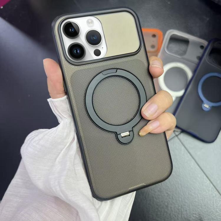 For iPhone 14 Pro Max Frosted Dot Texture 360 Degree Rotation Holder Magnetic Phone Case