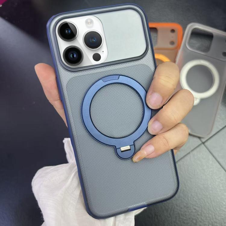 For iPhone 14 Pro Frosted Dot Texture 360 Degree Rotation Holder Magnetic Phone Case