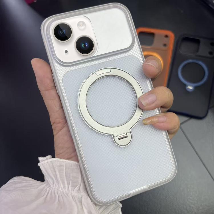 For iPhone 14 Frosted Dot Texture 360 Degree Rotation Holder Magnetic Phone Case
