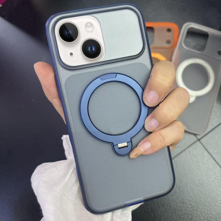For iPhone 13 Frosted Dot Texture 360 Degree Rotation Holder Magnetic Phone Case