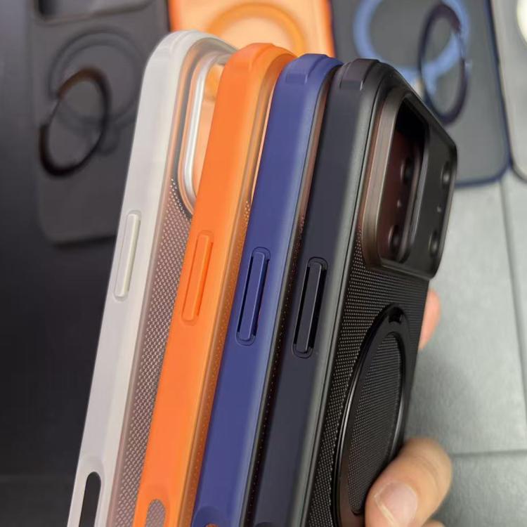 For iPhone 17 Pro Frosted Dot Texture 360 Degree Rotation Holder Magnetic Phone Case
