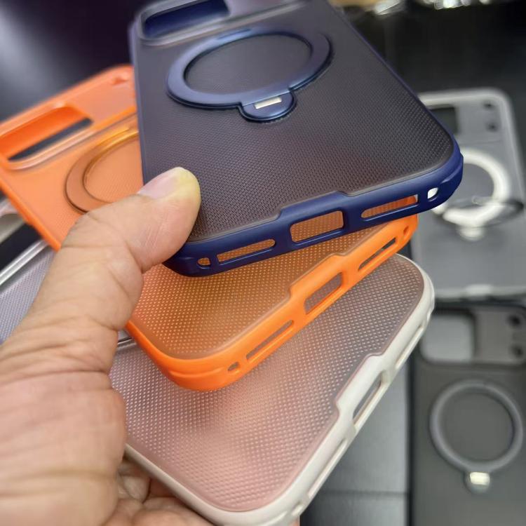 For iPhone 17 Pro Frosted Dot Texture 360 Degree Rotation Holder Magnetic Phone Case