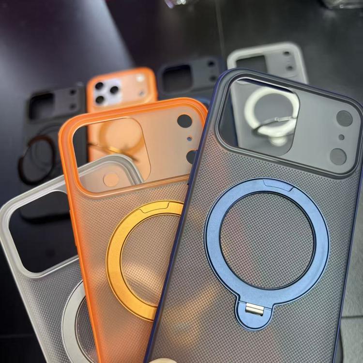 For iPhone 17 Pro Frosted Dot Texture 360 Degree Rotation Holder Magnetic Phone Case