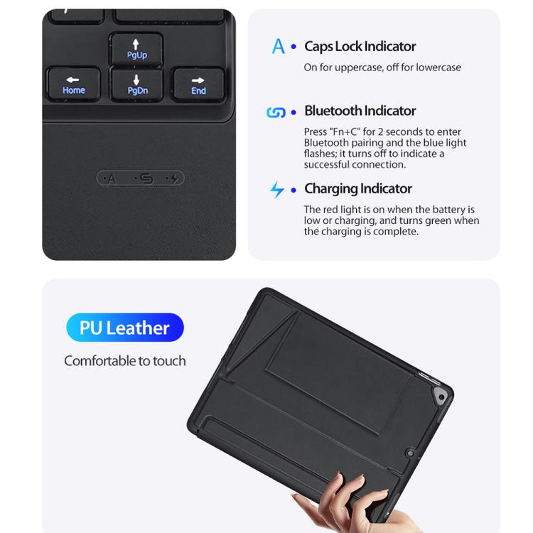 For iPad 10.2 2021 / 2020 / Air 2019 DUX DUCIS DK Series Korean Layout Backlit Bluetooth Keyboard Case - Black