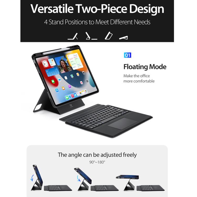 For iPad Air 13 2026 / 2025 / 2024 DUX DUCIS DK Series Korean Layout Backlit Bluetooth Keyboard Case - Black