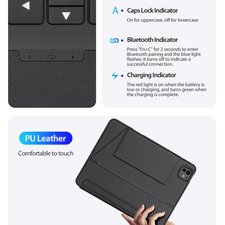 For iPad Pro 13 2025 / 2024 DUX DUCIS DK Series Korean Layout Backlit Bluetooth Keyboard Case - Black