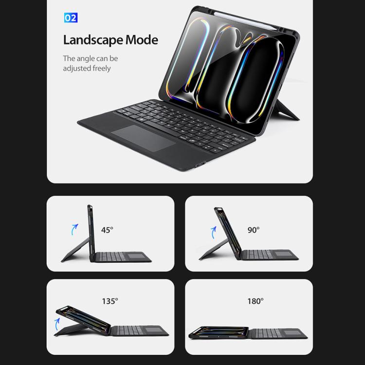 For iPad Pro 13 2025 / 2024 DUX DUCIS DK Series Korean Layout Backlit Bluetooth Keyboard Case - Black