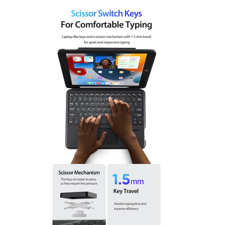 For iPad 10.2 2021 / 2020 / Air 2019 DUX DUCIS DK Series Portuguese Layout Backlit Bluetooth Keyboard Case - Black