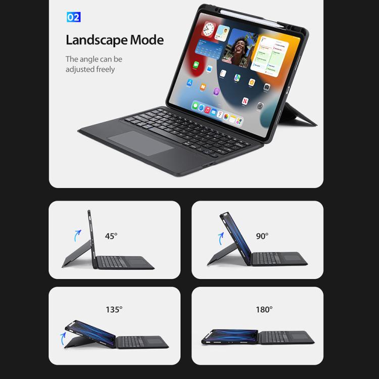 For iPad Air 13 2026 / 2025 / 2024 DUX DUCIS DK Series Portuguese Layout Backlit Bluetooth Keyboard Case - Black