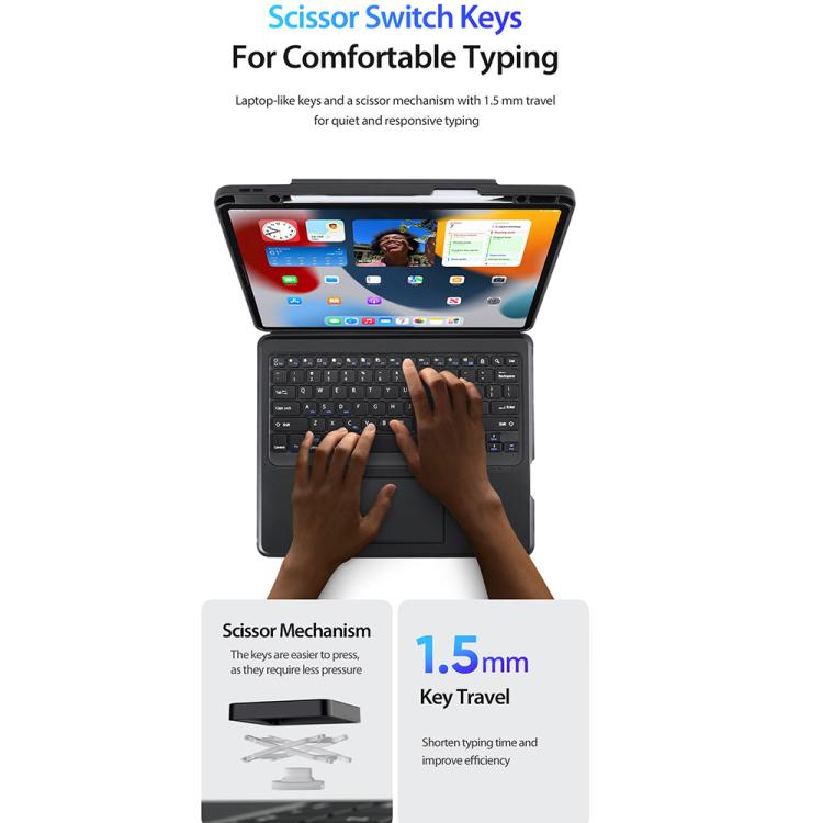 For iPad Air 13 2026 / 2025 / 2024 DUX DUCIS DK Series Portuguese Layout Backlit Bluetooth Keyboard Case - Black