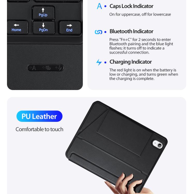 For iPad 2025 / 2022 DUX DUCIS DK Series Spanish Layout Backlit Bluetooth Keyboard Case - Black