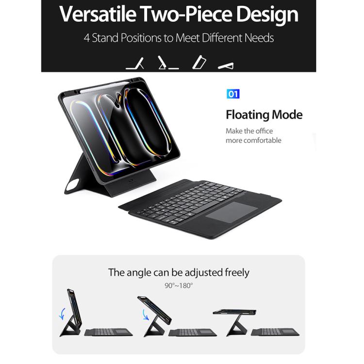 For iPad Pro 13 2025 / 2024 DUX DUCIS DK Series Spanish Layout Backlit Bluetooth Keyboard Case - Black