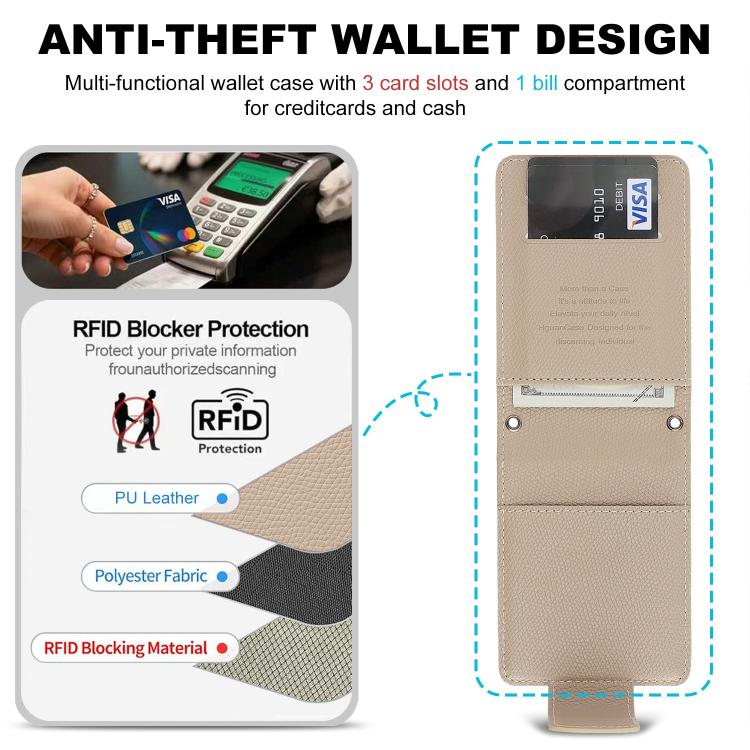 For Galaxy Z Flip6 / Flip7 FE Retro Litchi Texture Vegan Leather Magnetic Wallet Phone Case with Crossbody Strap