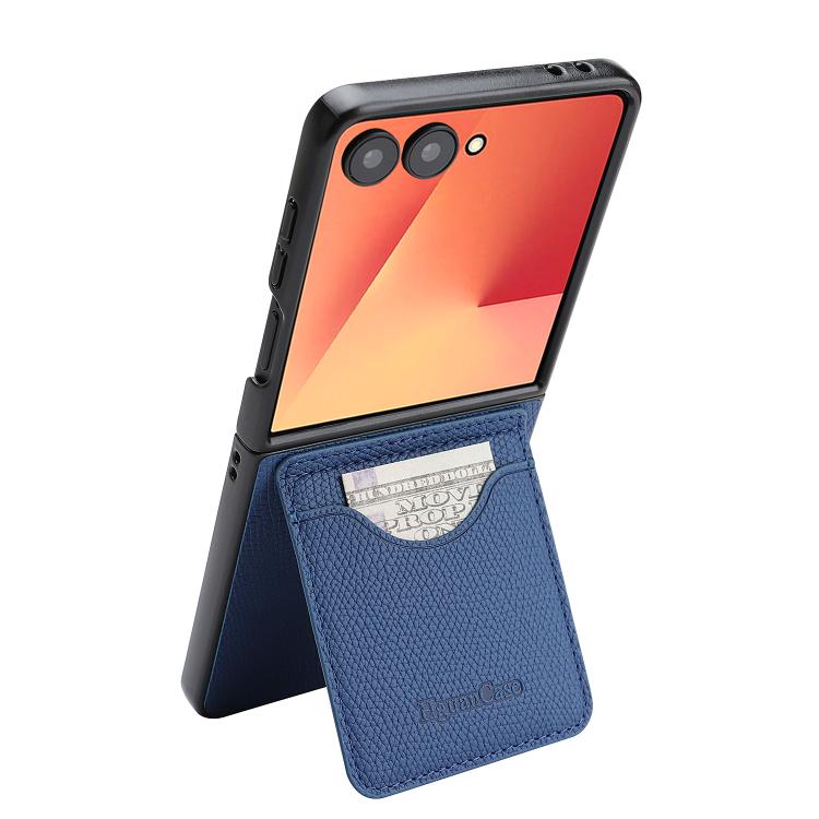 For Galaxy Z Flip7 Retro Litchi Texture Vegan Leather Magnetic Wallet Phone Case with Crossbody Strap