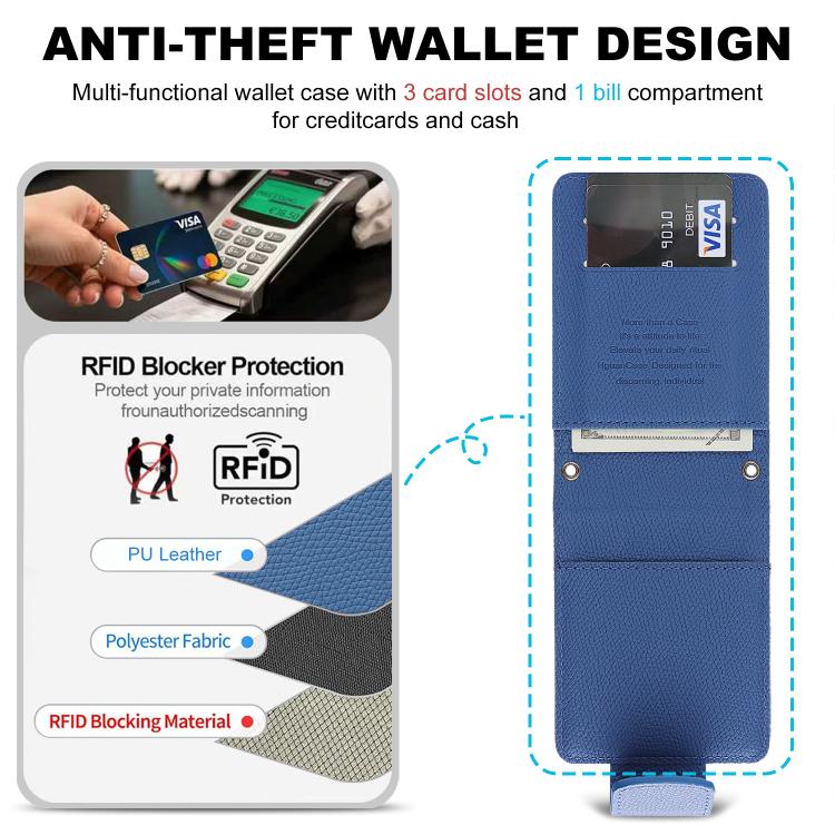 For Galaxy Z Flip7 Retro Litchi Texture Vegan Leather Magnetic Wallet Phone Case with Crossbody Strap
