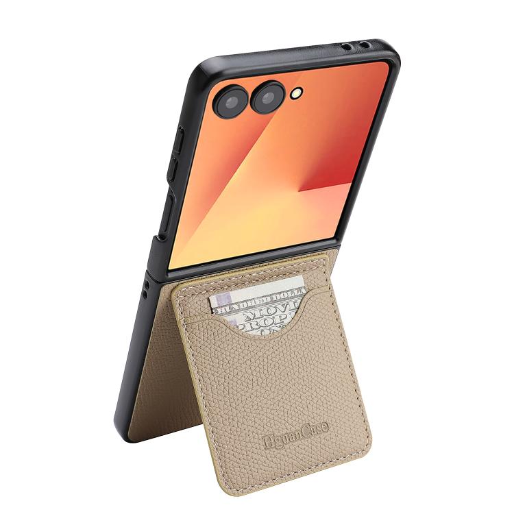 For Galaxy Z Flip7 Retro Litchi Texture Vegan Leather Magnetic Wallet Phone Case with Crossbody Strap