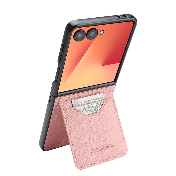 For Galaxy Z Flip7 Retro Litchi Texture Vegan Leather Magnetic Wallet Phone Case with Crossbody Strap