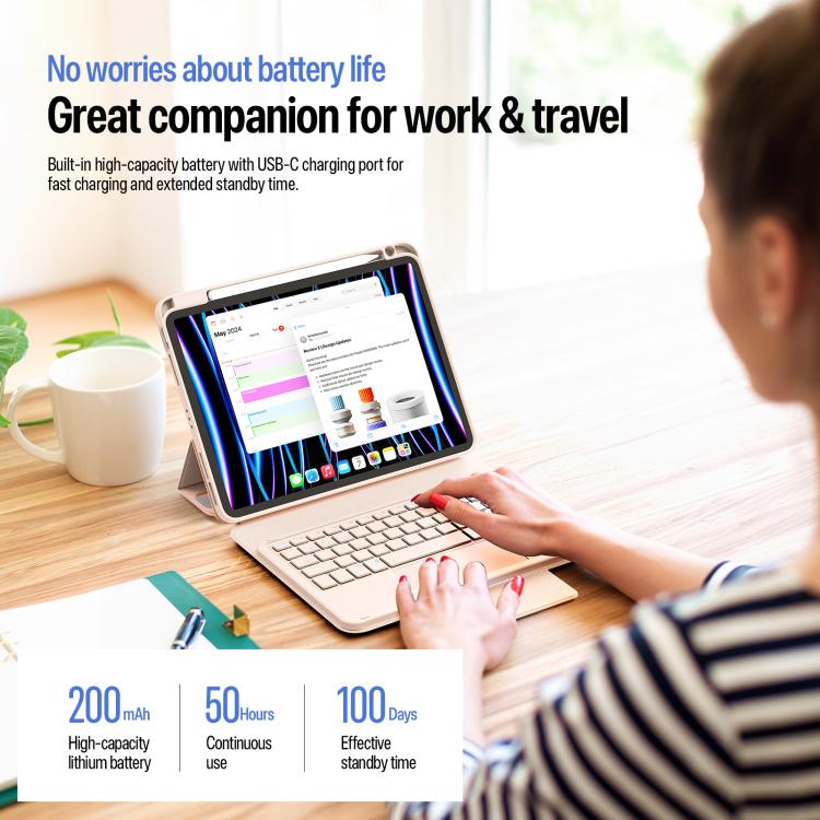 For iPad Air 11 2026 / 2025 / 2024 DUX DUCIS YK Series Magnetic Wireless Keyboard Vegan Leather Tablet Case