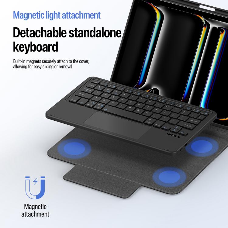 For iPad Pro 11 2025 / 2024 DUX DUCIS YK Series Magnetic Wireless Keyboard Vegan Leather Tablet Case