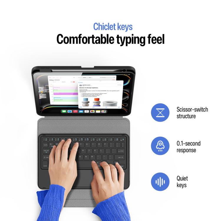 For iPad Pro 11 2025 / 2024 DUX DUCIS YK Series Magnetic Wireless Keyboard Vegan Leather Tablet Case