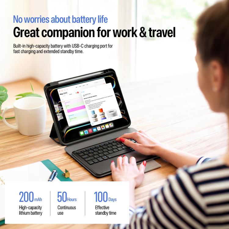 For iPad Pro 11 2025 / 2024 DUX DUCIS YK Series Magnetic Wireless Keyboard Vegan Leather Tablet Case