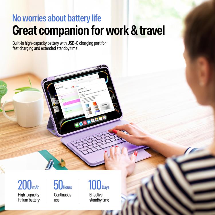 For iPad Pro 11 2025 / 2024 DUX DUCIS YK Series Magnetic Wireless Keyboard Vegan Leather Tablet Case