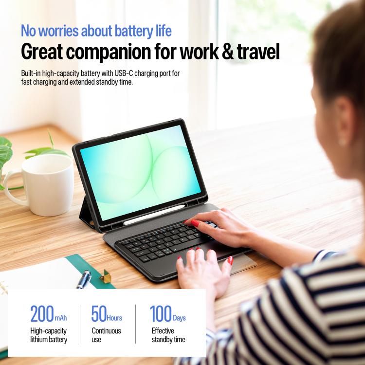 For Galaxy Tab A11+ / A9+ DUX DUCIS YK Series Magnetic Wireless Keyboard Vegan Leather Tablet Case