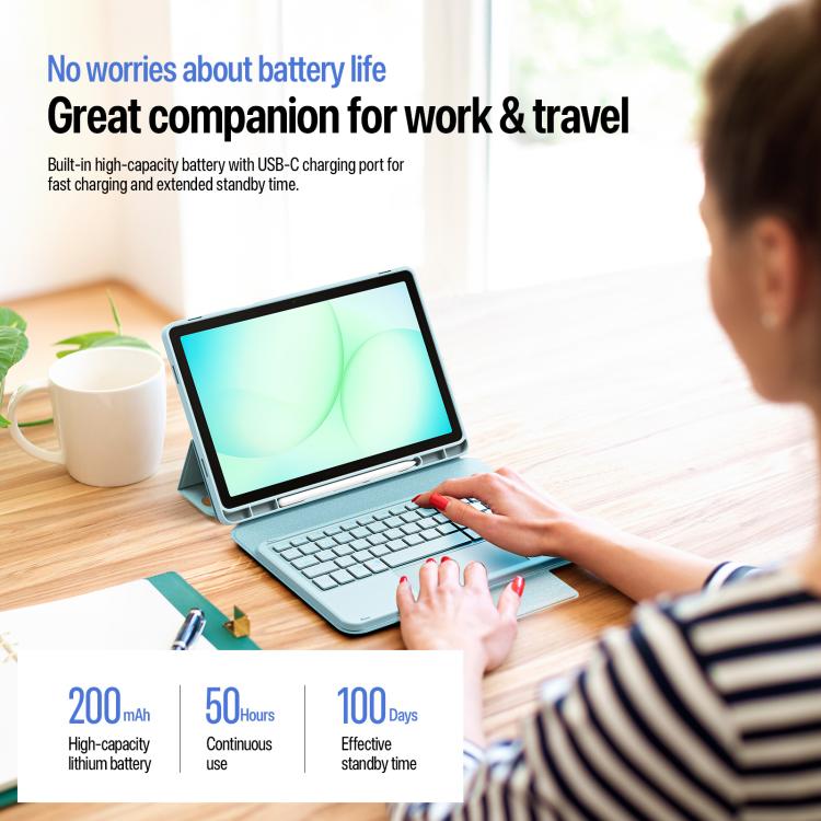 For Galaxy Tab A11+ / A9+ DUX DUCIS YK Series Magnetic Wireless Keyboard Vegan Leather Tablet Case
