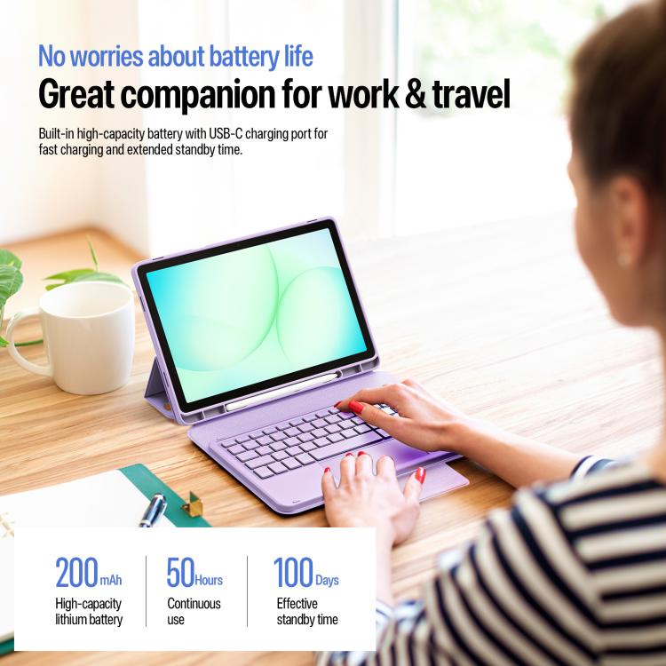 For Galaxy Tab A11+ / A9+ DUX DUCIS YK Series Magnetic Wireless Keyboard Vegan Leather Tablet Case