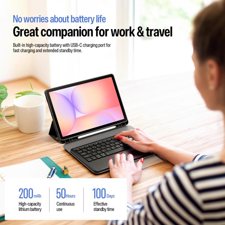 For Galaxy Tab S10 Lite / S10 FE / S9 FE / S9 DUX DUCIS YK Series Magnetic Wireless Keyboard Vegan Leather Tablet Case