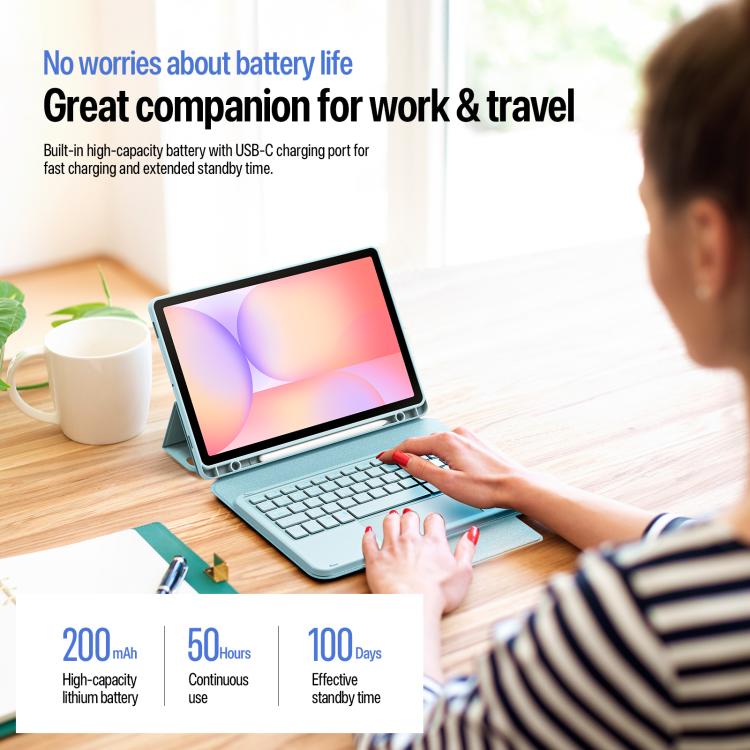 For Galaxy Tab S10 Lite / S10 FE / S9 FE / S9 DUX DUCIS YK Series Magnetic Wireless Keyboard Vegan Leather Tablet Case