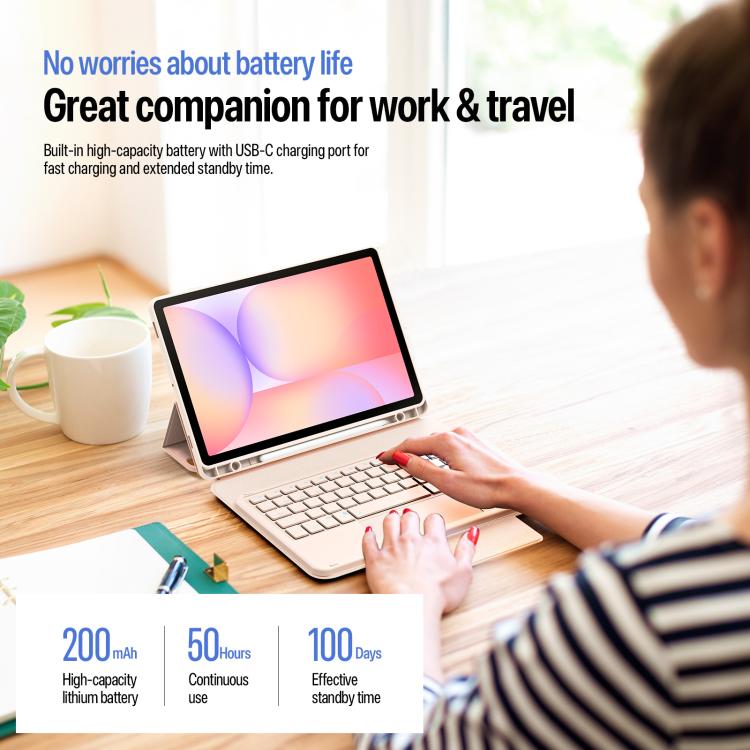 For Galaxy Tab S10 Lite / S10 FE / S9 FE / S9 DUX DUCIS YK Series Magnetic Wireless Keyboard Vegan Leather Tablet Case