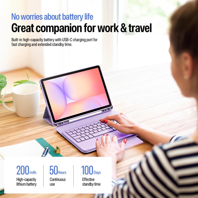 For Galaxy Tab S10 Lite / S10 FE / S9 FE / S9 DUX DUCIS YK Series Magnetic Wireless Keyboard Vegan Leather Tablet Case