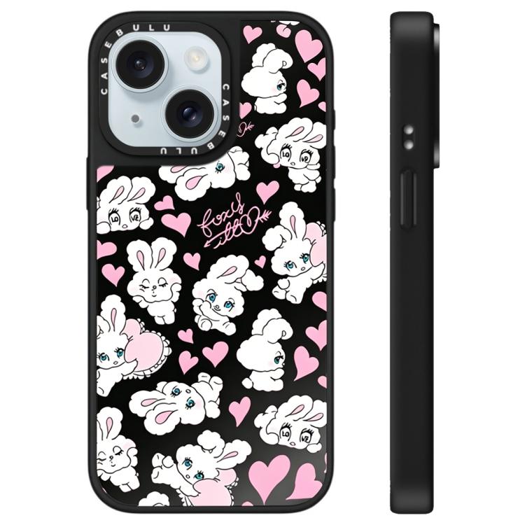 For iPhone 15 Bunny Series Pattern Mirror Phone Case